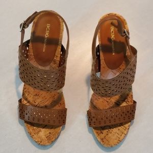 BCBG Cork Wedge Sandals